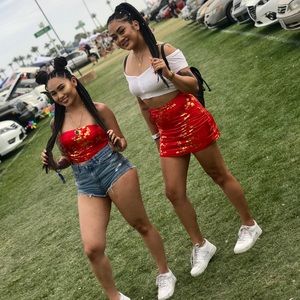 Metallic floral skirt (asian)